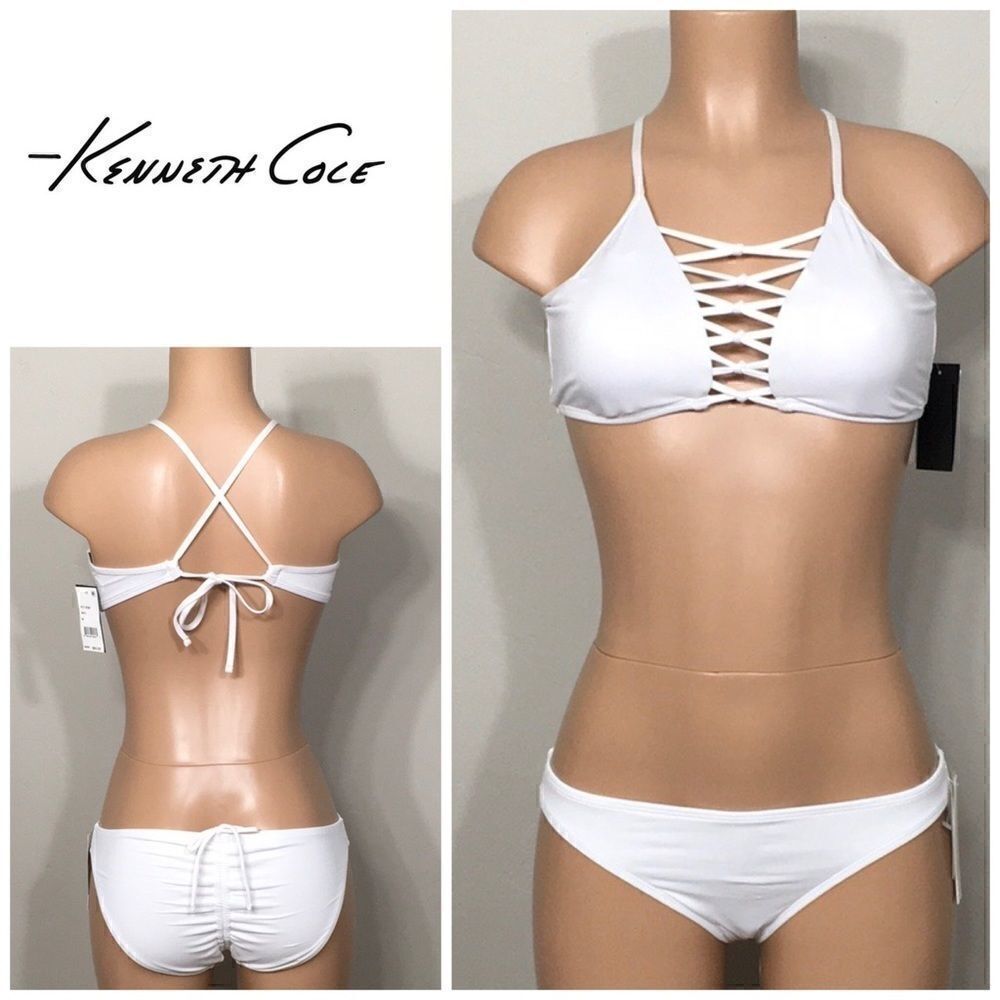 Kenneth Cole white mixed bikini. NWT
